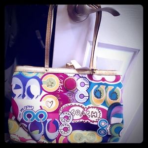 Authentic multi color coach purse